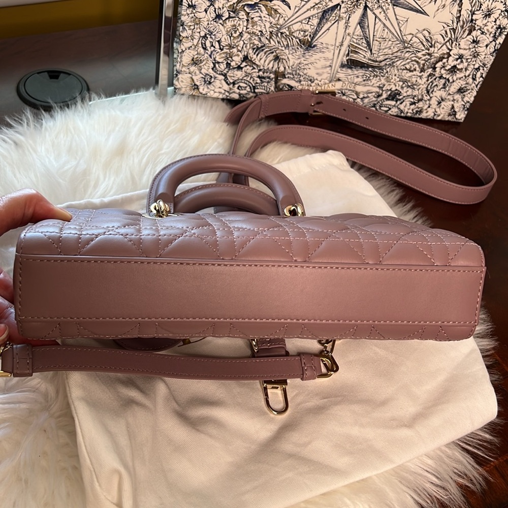 Dior Medium Lady D-Joy Bag Peony Pink Cannage Lambskin NWT Shoulder/Crossbody - Picture 6 of 17